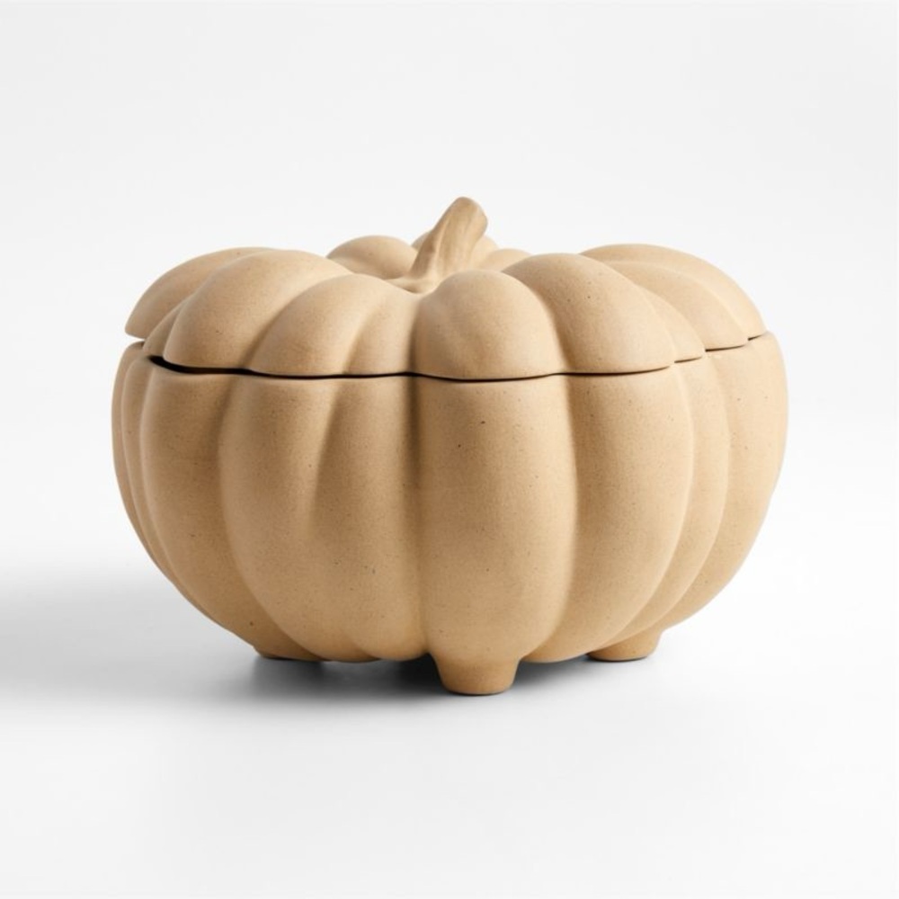 Crate&Barrel Marin Natural Recycled Lidded Pumpkin Server